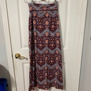 Purple Floral/Patterned Maxi Skirt with Side Slits